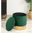Taburet, rotund, cu spatiu depozitare, catifea, verde, max 80 kg, 39x40 cm, Golden, Akord