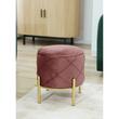 Taburet, rotund, cu spatiu depozitare, picioare metal, catifea, roz, max 80 kg, 37x40 cm, Savana, Akord