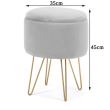 Taburet, rotund, cu spatiu depozitare, velur, albastru, max 90 kg, 35x35x45 cm, Lili