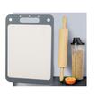 Tocator plastic cu suprafata antibacteriana din otel, Verk Group, gri, fata dubla, cu maner, 25x35 cm