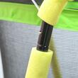 Trambulina copii 3-10 ani, 140x155 cm, cu plasa protectie, cos de baschet, 20 bile colorate, verde si galben, max 50 kg