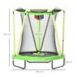 Trambulina copii 3-10 ani, 140x155 cm, cu plasa protectie, cos de baschet, 20 bile colorate, verde si galben, max 50 kg