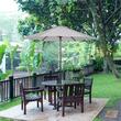 Umbrela gradina/balcon/terasa, semirotunda, cu manivela, stalp aluminiu, gri, 196 cm