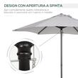 Umbrela gradina/balcon/terasa, semirotunda, cu manivela, stalp aluminiu, gri, 196 cm