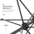 Umbrela gradina/balcon/terasa, semirotunda, cu manivela, stalp aluminiu, gri, 196 cm