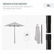 Umbrela gradina/balcon/terasa, semirotunda, cu manivela, stalp aluminiu, gri, 196 cm