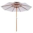 Umbrela gradina/terasa, acoperis dublu pentru ventilatie, stalp lemn, alb, 265 cm