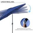 Umbrela gradina/terasa, cu inclinatie, manivela, albastru, 300 cm