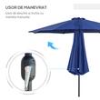 Umbrela gradina/terasa, cu inclinatie, manivela, albastru, 300 cm