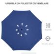Umbrela gradina/terasa, cu inclinatie, manivela, albastru, 300 cm