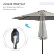Umbrela gradina/terasa, cu inclinatie, manivela, gri, 300 cm