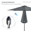 Umbrela gradina/terasa, cu inclinatie, manivela, gri inchis, 300 cm