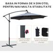 Umbrela gradina/terasa cu panou solar, iluminare LED, articulatie tip banana, manivela, gri, 295 cm