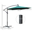 Umbrela gradina/terasa cu panou solar, iluminare LED, articulatie tip banana, manivela, verde, 295 cm
