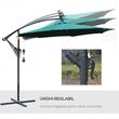 Umbrela gradina/terasa cu panou solar, iluminare LED, articulatie tip banana, manivela, verde, 295 cm