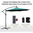 Umbrela gradina/terasa cu panou solar, iluminare LED, articulatie tip banana, manivela, verde, 295 cm