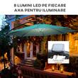 Umbrela gradina/terasa cu panou solar, iluminare LED, articulatie tip banana, manivela, verde, 295 cm