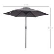 Umbrela gradina/terasa, stalp aluminiu, cu inclinatie, manivela, gri inchis, 270 cm