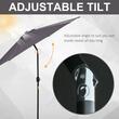 Umbrela gradina/terasa, stalp aluminiu, cu inclinatie, manivela, gri inchis, 270 cm