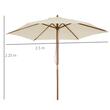 Umbrela gradina/terasa,​​​​​​​ stalp lemn, crem, 250 cm