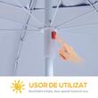 Umbrela plaja/gradina, 2 in 1, albastru si alb, 210 cm