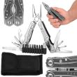 Unealta, briceag, multifunctional, 22 in 1, varfuri/biti, cu husa, inox, 16x12.5x1.5 cm, Springos