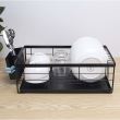 Uscator vase, scurgator, de bucatarie, 2 niveluri, metal si plastic, negru, 43x29x27 cm, Ruhhy