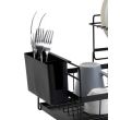 Uscator vase, scurgator, de bucatarie, 2 niveluri, metal si plastic, negru, 43x29x27 cm, Ruhhy