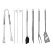 Ustensile pentru gratar, barbeque, inox, geanta transport, set 9 piese, 35 cm, Kaminer 