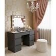 Masa de toaleta/machiaj, Vanessa, antracit, cu oglinda si LED-uri, 130x43x143 cm (143837)