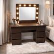 Masa de toaleta/machiaj, Vanessa, wenge, cu oglinda si LED-uri, 130x43x143 cm (143868)