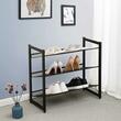 Suport depozitat incaltaminte, Songmics, 3 polite, metal, negru, 74x30.7x62.8 cm