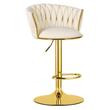 Set 2 scaune de bucatarie/bar, Artool, Mig, rotativ, catifea bej, picior metal auriu, 51x50x84-105 cm