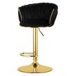 Set 2 scaune de bucatarie/bar, Artool, Mig, rotativ, catifea neagra, picior metal auriu, 51x50x84-105 cm