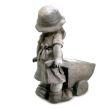 Decoratiune gradina ceramica fetita cu roaba in fata 34x20x47 cm