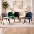 Set 6 scaune living/dining, Bello, catifea bej, metal negru, Artool