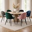 Set 6 scaune living/dining, Bello, catifea bej, metal negru, Artool