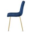 Set 4 scaune bucatarie/living, Artool, Libra, catifea bleumarin, picioare metal auriu, 45x54x86.5 cm