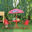 Set mobilier gradina/terasa pentru copii, pliabil, rosu, model buburuza, masa cu umbrela, 2 scaune, Melisenda