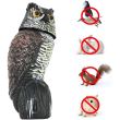 Decoratiune/sperietoare daunatori solara Bufnita cap rotativ si ochi luminosi, 43 cm