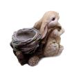 Decoratiune gradina ceramica iepuras cu carucior 34x19x39 cm