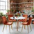 Set 4 scaune bucatarie/living, Artool, Bera, catifea aramie, picioare metal auriu, 53x60x87 cm