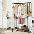 Suport mobil cu roti pentru haine, Songmics, reglabil, metal, negru, max 90 kg, 92x45.4x160 cm