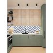 Panou decorativ, PVC, model zig-zag 3D, alb-albastru, 96x48.5 cm 
