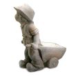 Decoratiune gradina ceramica baiat cu roaba in spate 37x19x47 cm