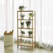 Raft depozitare, Songmics, bambus, 5 polite, natur, 10 kg, 60x26x130cm