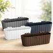 Set 4 jardiniere decorative cu suport de plastic, maro, 4.9 L, 38.3x21.2x13 cm, Boardee Hook