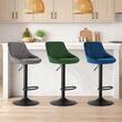 Set 2 scaune de bucatarie/bar, Artool, Kast, rotativ, catifea verde, picior metal negru, 45.5x49x85-105 cm