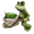 Decoratiune gradina din ceramica - Broasca cu roaba 34cm