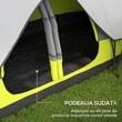 Cort camping, 6-8 persoane, impermeabil, cu ferestre, geanta, verde, alb, gri, 450x215x180 cm
